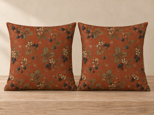 Terracotta Blackberry Bramble Pillow Cover Set of 2