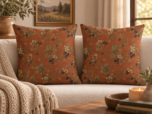 Terracotta Blackberry Bramble Pillow Cover Set of 2