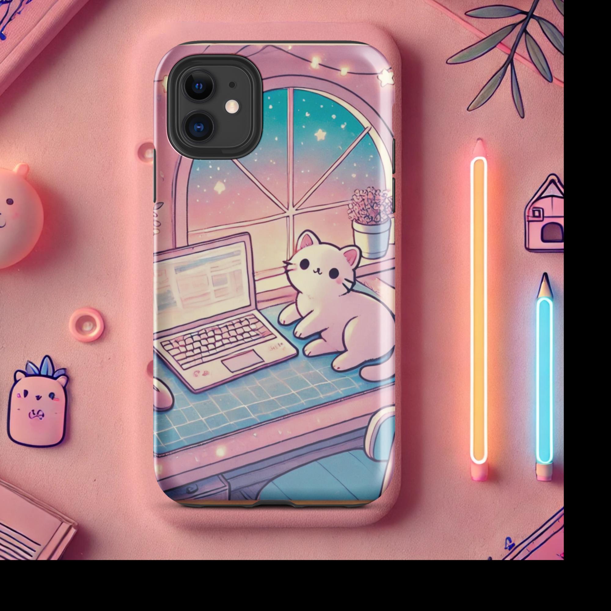 Twilight Study Buddy - Lofi - Kawaii Tough Case for iPhone® - iPhone 11 | High - Quality Phone Case | Curated Chroma Designs