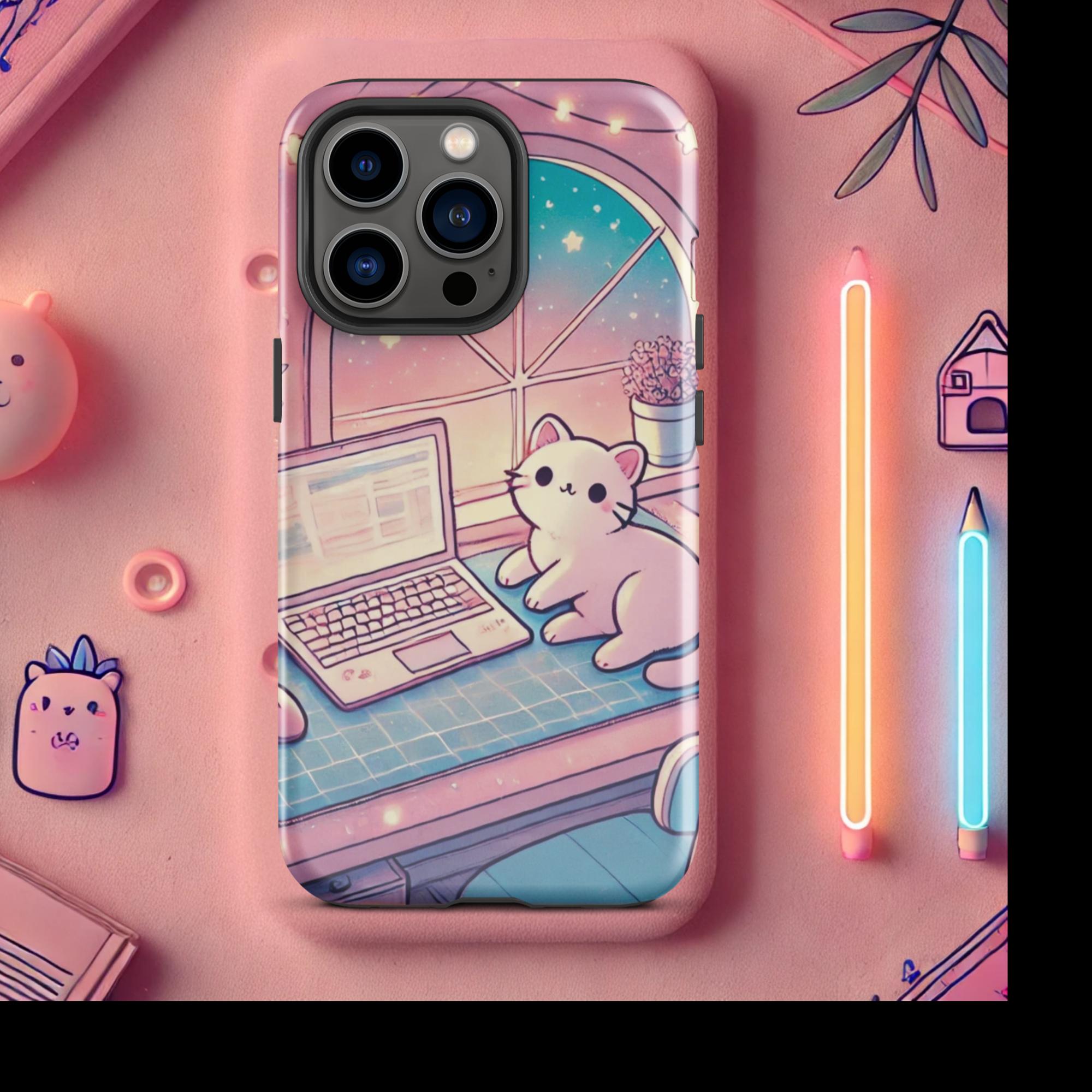 Twilight Study Buddy - Lofi - Kawaii Tough Case for iPhone® - iPhone 13 Pro | High - Quality Phone Case | Curated Chroma Designs