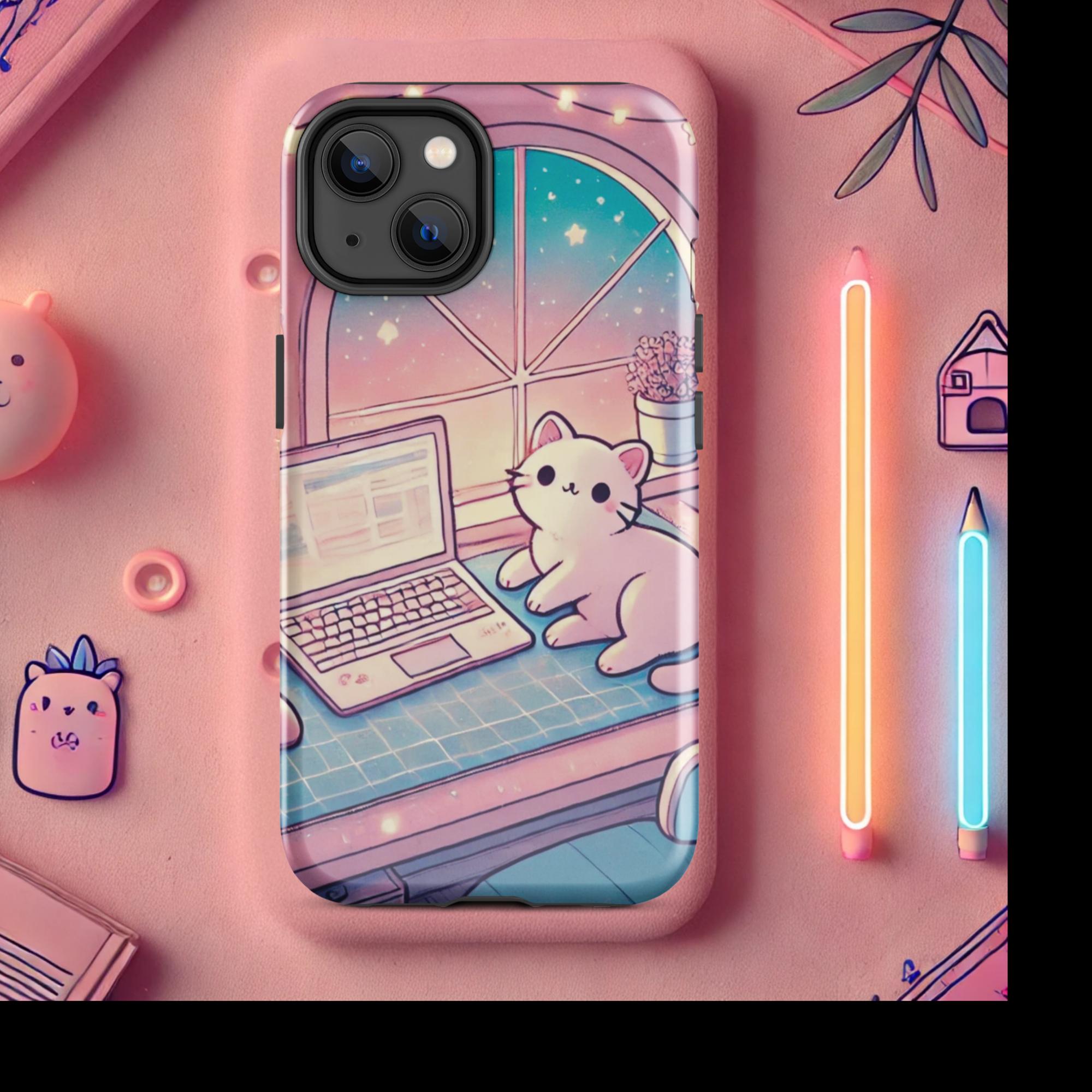 Twilight Study Buddy - Lofi - Kawaii Tough Case for iPhone® - iPhone 14 | High - Quality Phone Case | Curated Chroma Designs