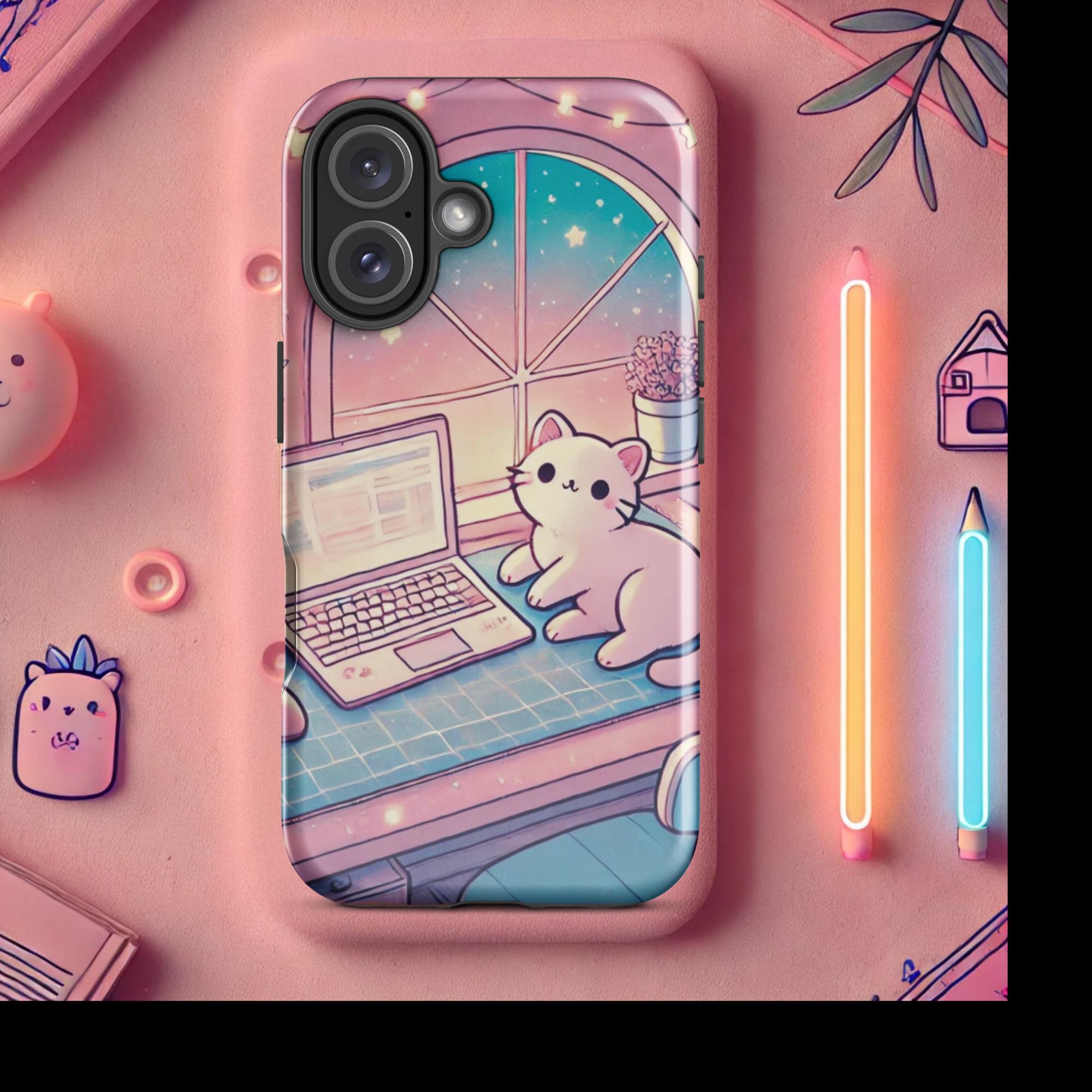 Twilight Study Buddy - Lofi - Kawaii Tough Case for iPhone® - iPhone 16 | High - Quality Phone Case | Curated Chroma Designs