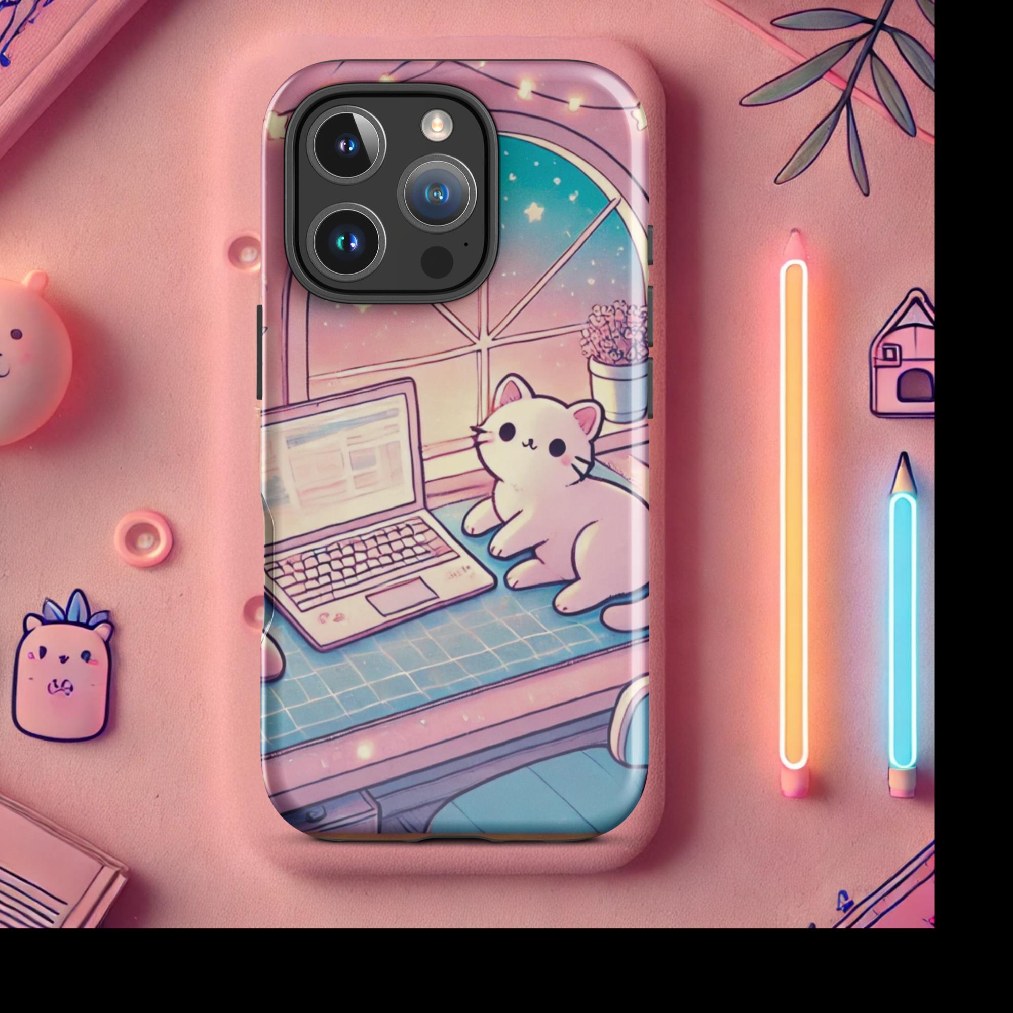 Twilight Study Buddy - Lofi - Kawaii Tough Case for iPhone® - iPhone 16 Pro | High - Quality Phone Case | Curated Chroma Designs