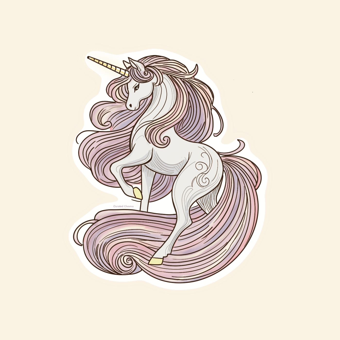 Unicorn Die Cut Sticker - Holographic | High - Quality Waterproof Sticker - Holographic | Curated Chroma Designs