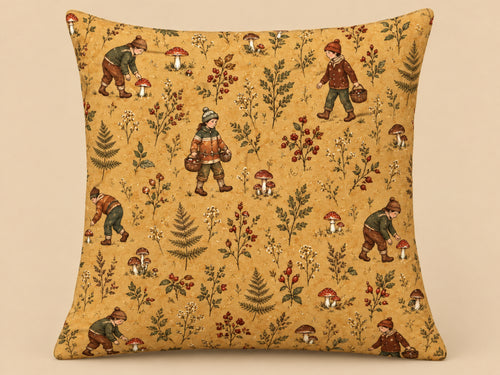 Woodland Mushroom Foraging Pillow Cover